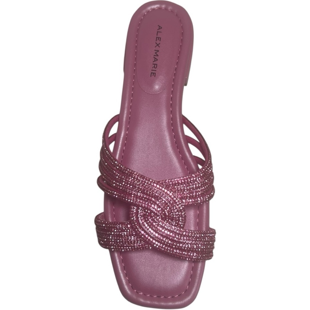 Alex Marie Pink Strappy Beaded Sandals NIB SIize 7.5 with rhinestones padded